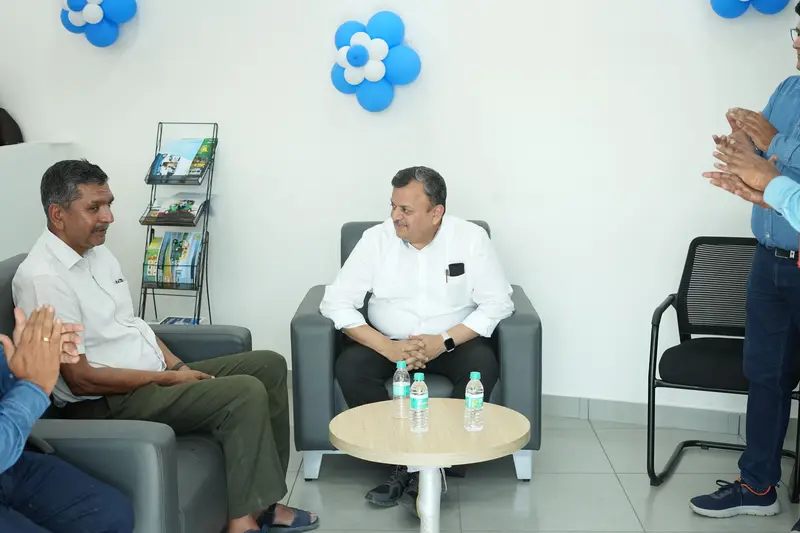 Customer lounge inside the Vijay TVS showroom, Coimbatore